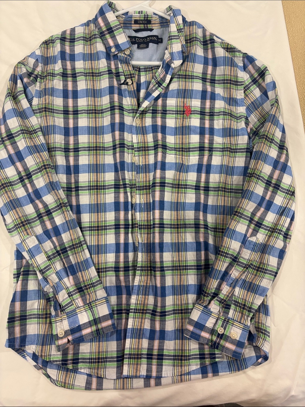 Polo by Ralph Lauren Blue, Green & White Plaid Button-Down Shirt